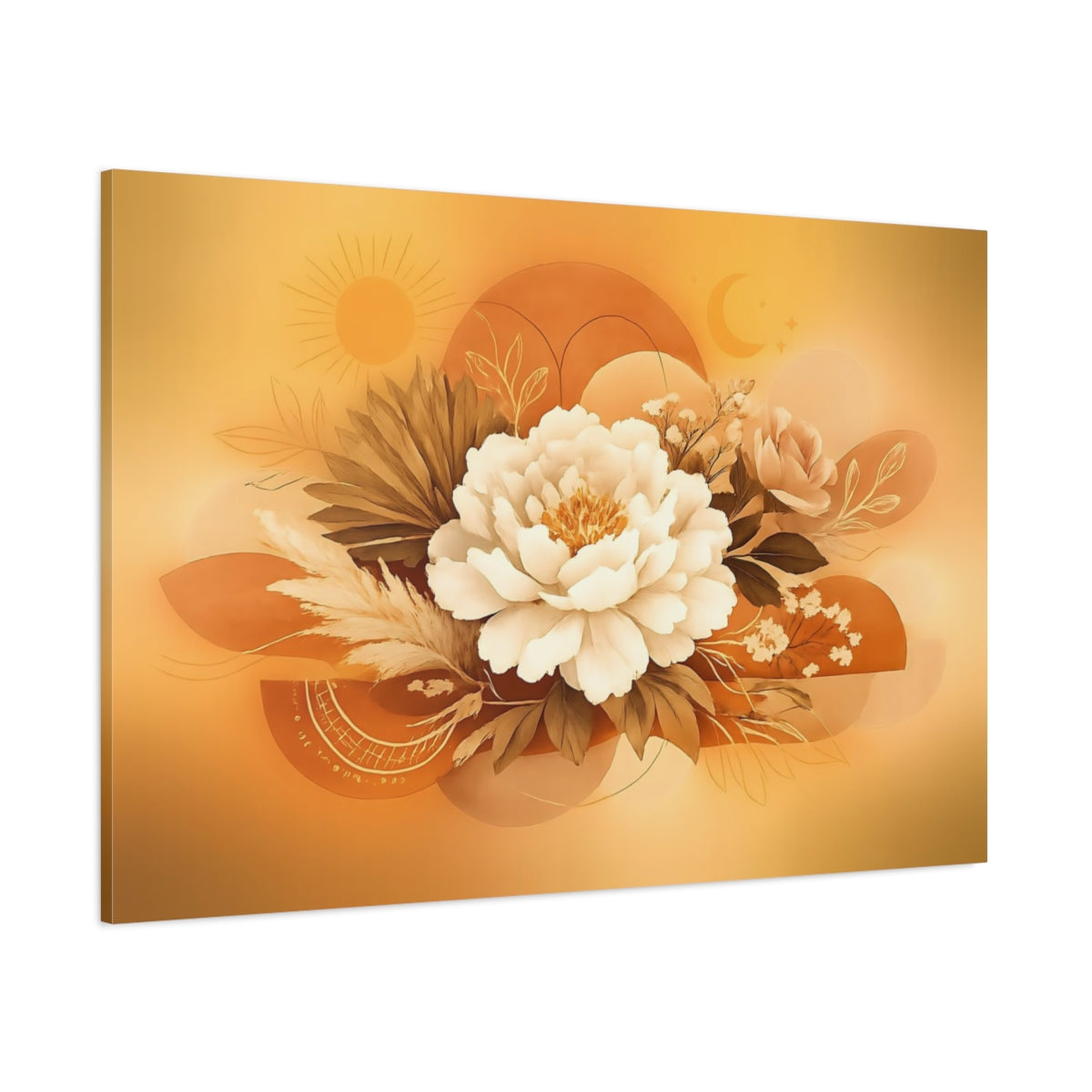 Floral Boho Line Art shown as stretched canvas wall art
