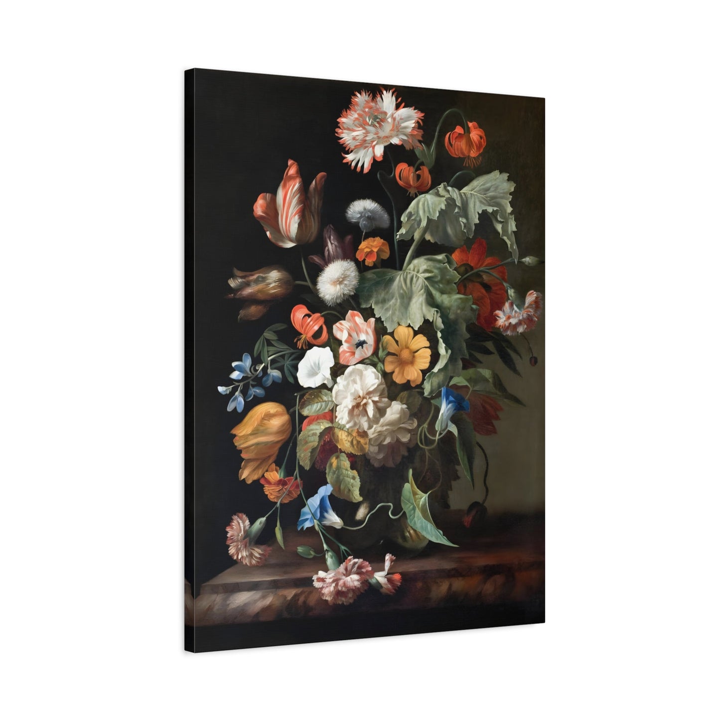 Floral Boho Moody Flowers Canvas Print - Vintage Still Life Wall Art - YesArtYes