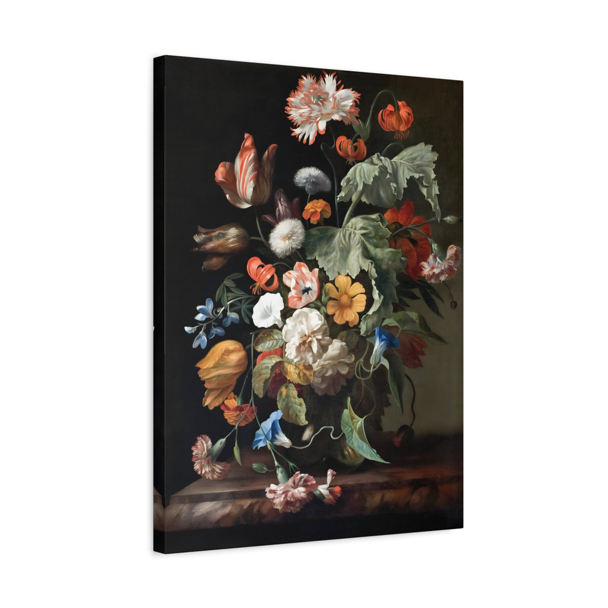 Floral Boho Moody Flowers Canvas Print - Vintage Still Life Wall Art - YesArtYes