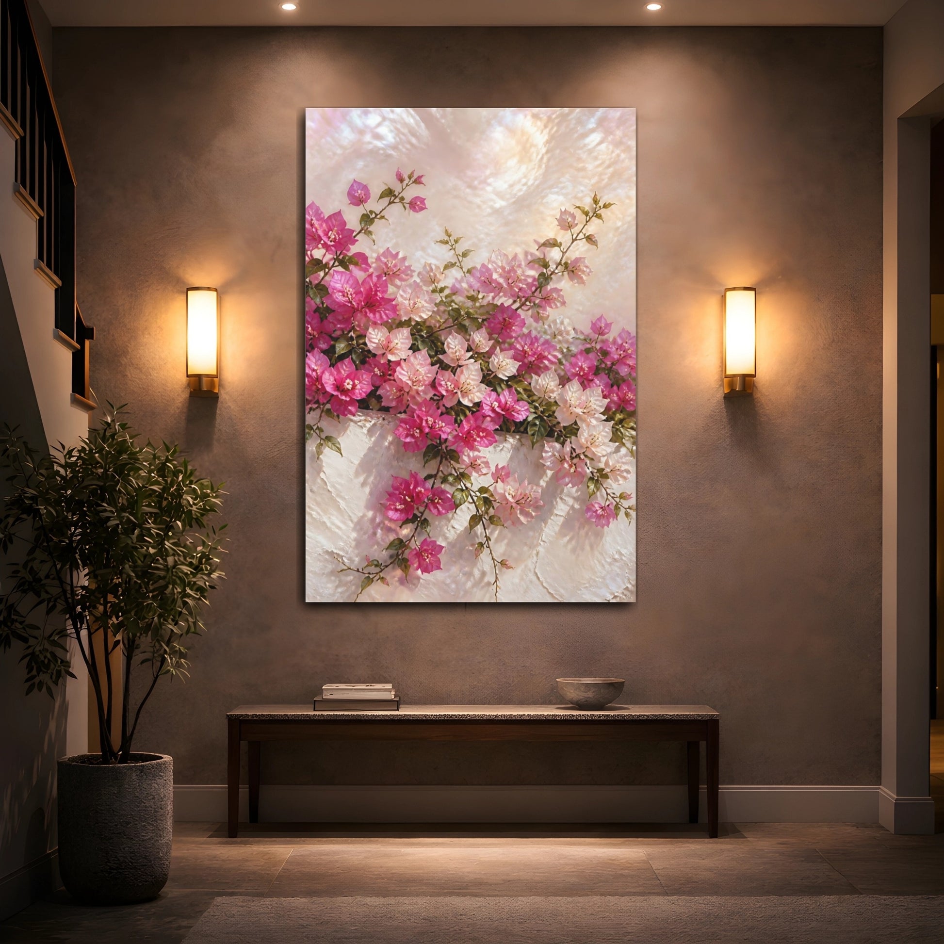 Mockup 2. Floral Bougainvillea Branch shown as canvas print