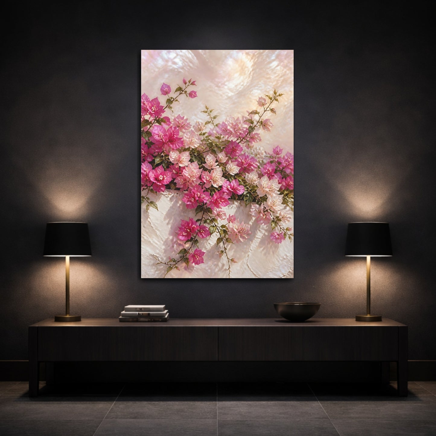 Mockup 3. Floral Bougainvillea Branch shown as canvas print