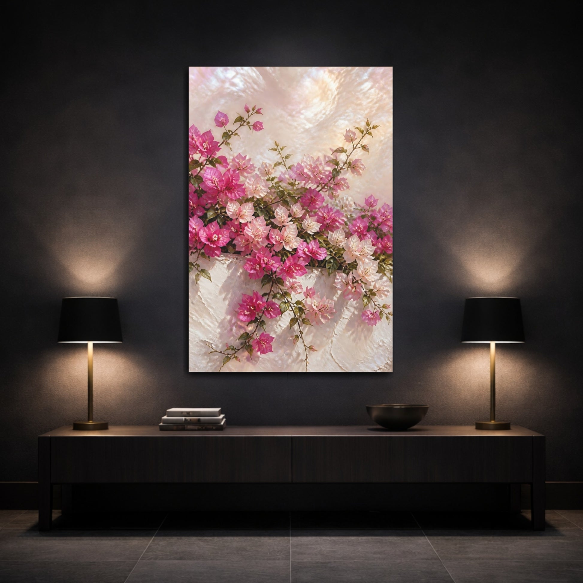 Mockup 3. Floral Bougainvillea Branch shown as canvas print