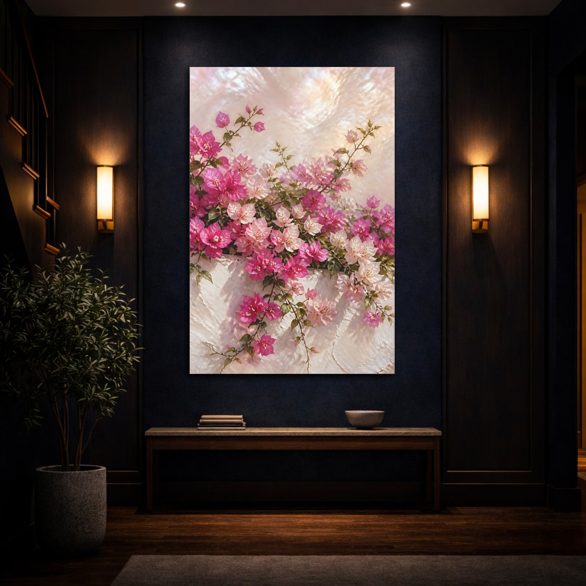 Mockup 4. Floral Bougainvillea Branch shown as canvas print
