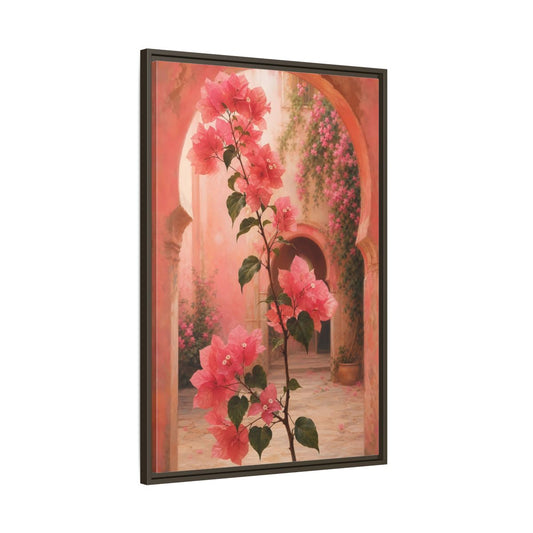Main Mockup. Floral Bougainvillea Pink Bougainvillea shown as framed canvas print