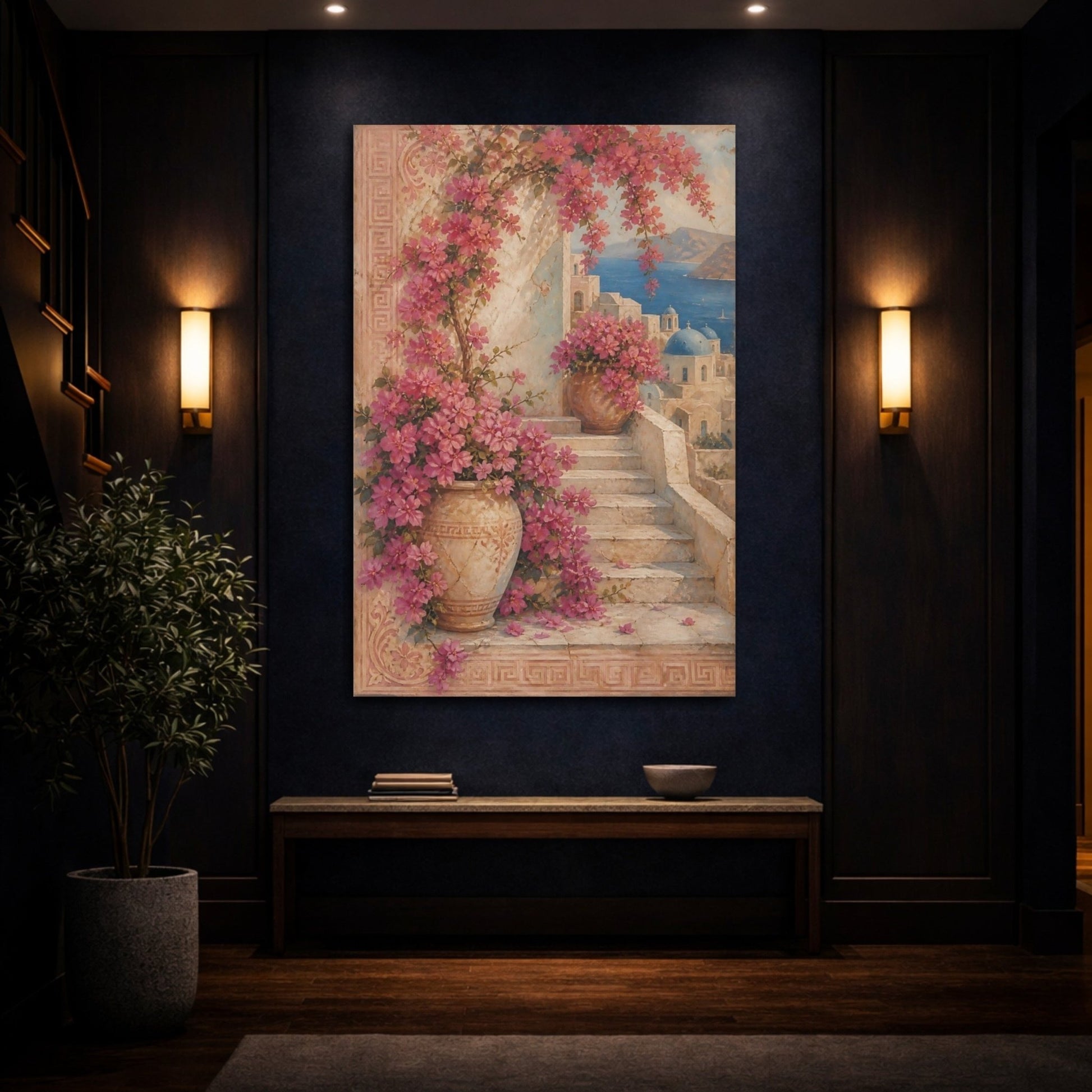 Floral Bougainvillea Pink Canvas Print Wall Art – Living Room Decor, Large - YesArtYes