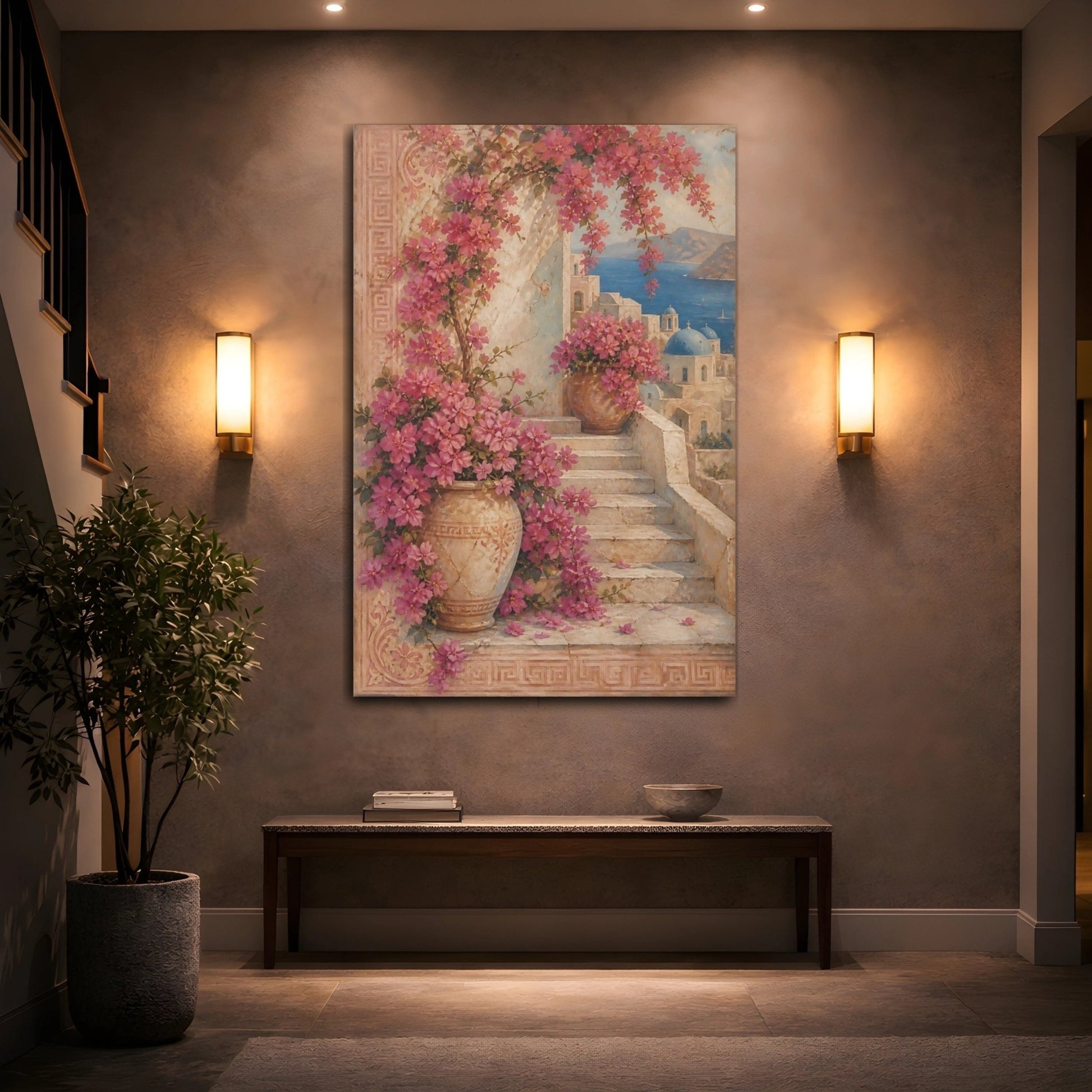 Floral Bougainvillea Pink Canvas Print Wall Art – Living Room Decor, Large - YesArtYes