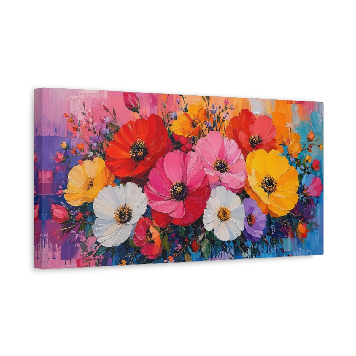 Side Mockup 3. Floral Floral Bouquet Abstract Floral shown as stretched canvas wall art
