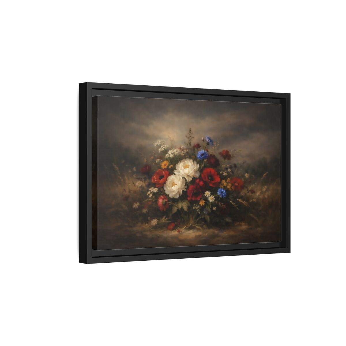 Side Mockup 6. Floral Floral Bouquet Colorful Floral Bouquet shown as stretched canvas wall art
