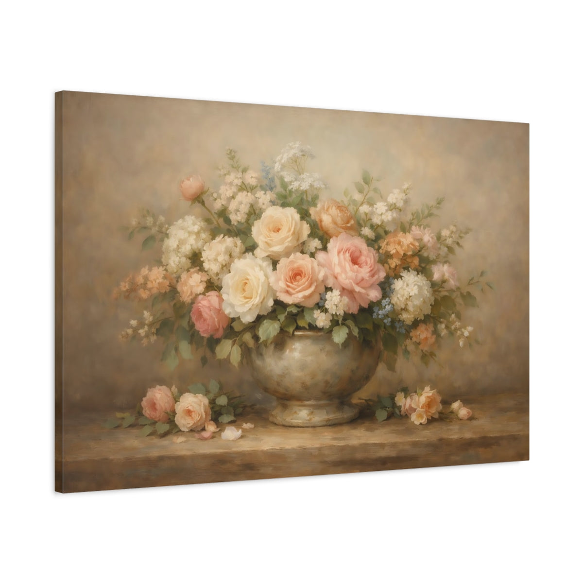 Side Mockup 1. Floral Floral Bouquet Pastel Floral Bouquet shown as stretched canvas wall art