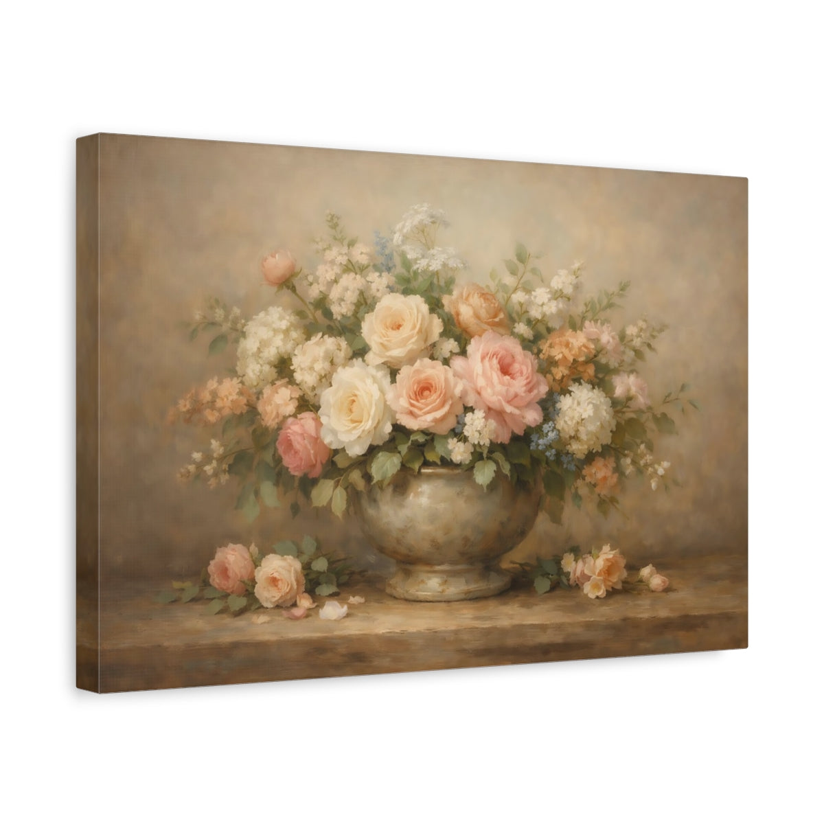 Side Mockup 4. Floral Floral Bouquet Pastel Floral Bouquet shown as stretched canvas wall art