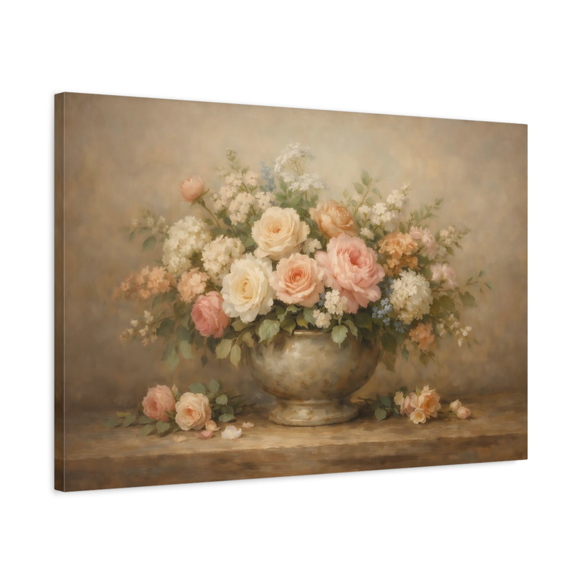 Side Mockup 2. Floral Floral Bouquet Pastel Floral Bouquet shown as stretched canvas wall art