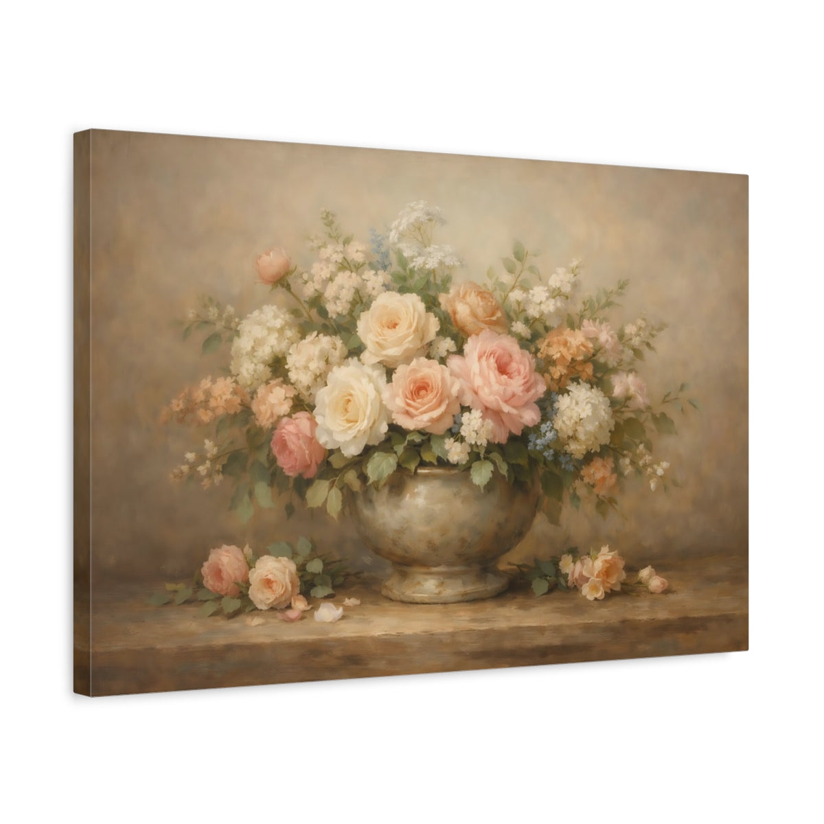 Side Mockup 3. Floral Floral Bouquet Pastel Floral Bouquet shown as stretched canvas wall art