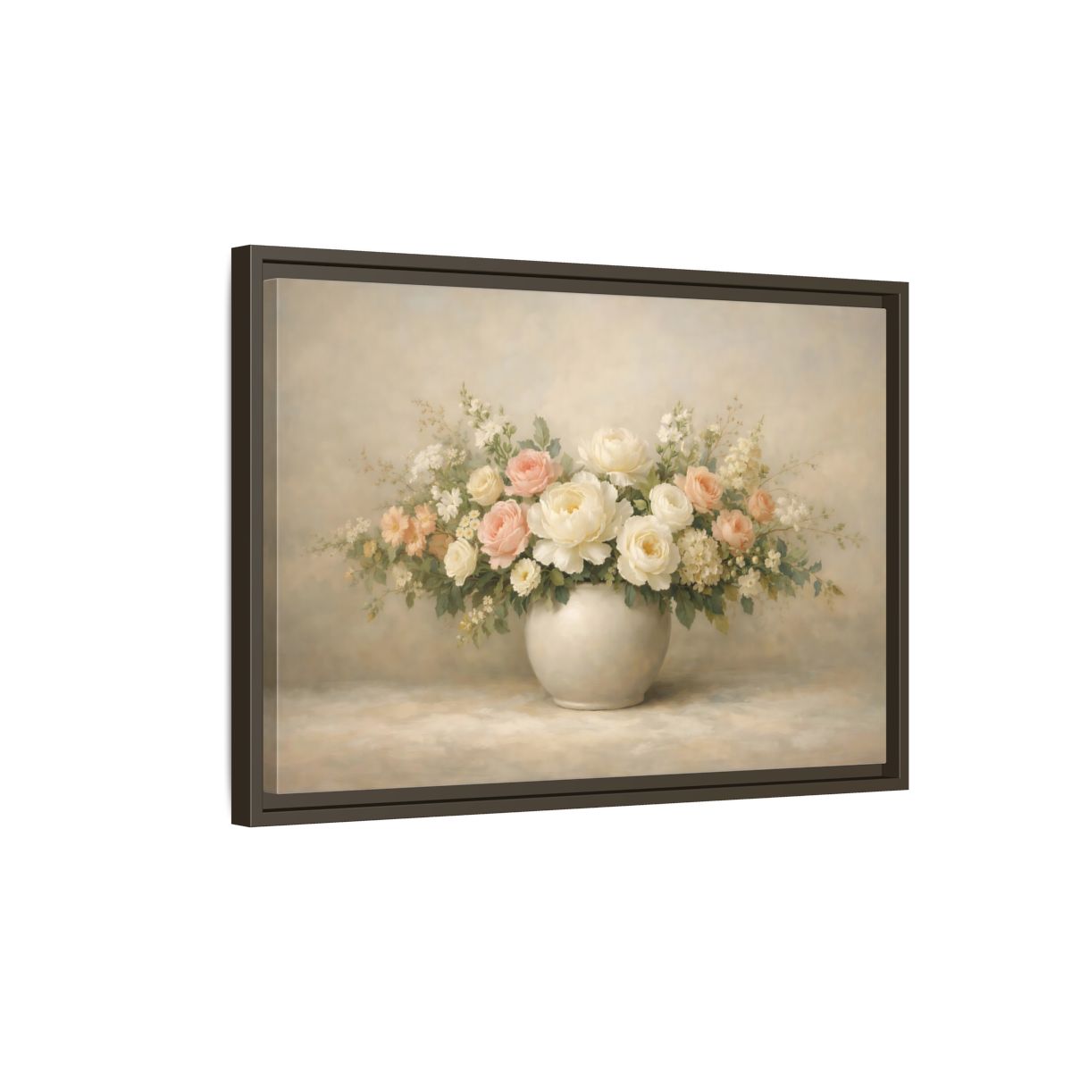 Side Mockup 2. Floral Floral Bouquet Pastel Floral shown as stretched canvas wall art