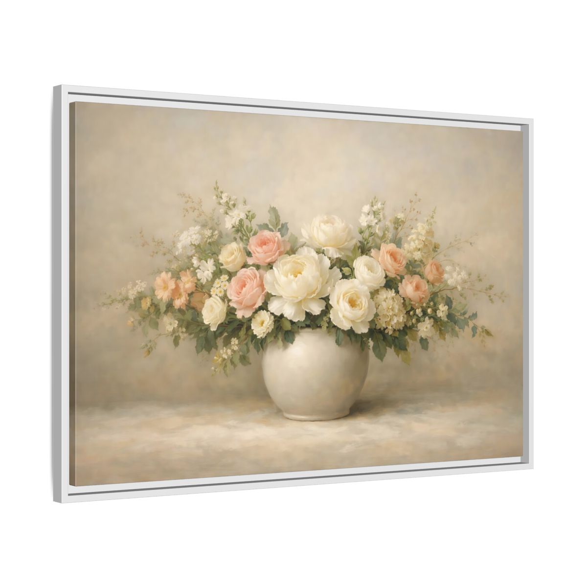 Side Mockup 8. Floral Floral Bouquet Pastel Floral shown as stretched canvas wall art