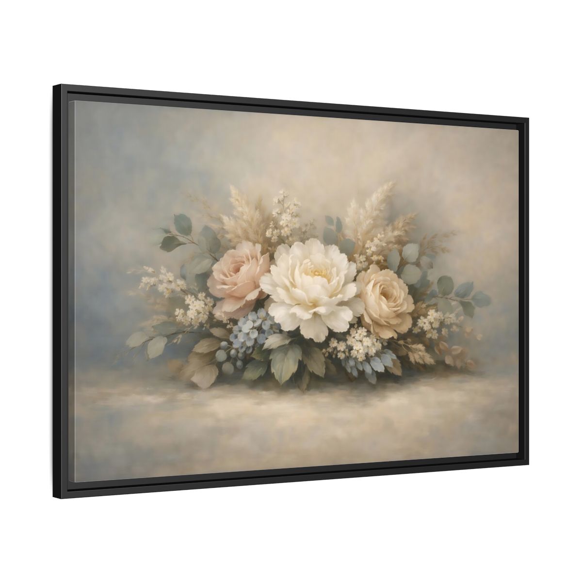 Side Mockup 13. Floral Floral Bouquet Pastel Floral shown as stretched canvas wall art