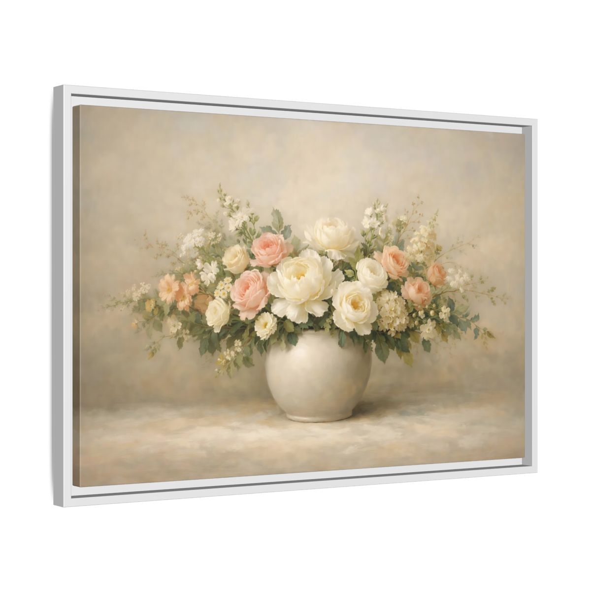 Side Mockup 10. Floral Floral Bouquet Pastel Floral shown as stretched canvas wall art