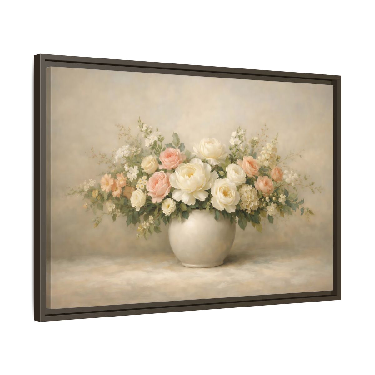 Side Mockup 11. Floral Floral Bouquet Pastel Floral shown as stretched canvas wall art