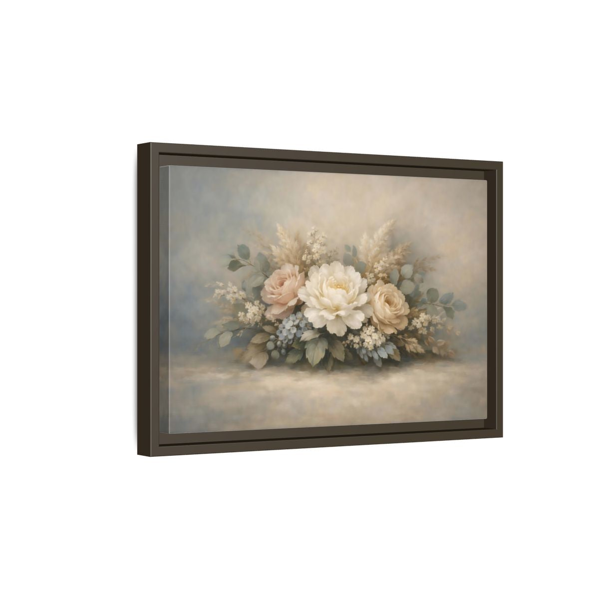 Side Mockup 5. Floral Floral Bouquet Pastel Floral shown as stretched canvas wall art