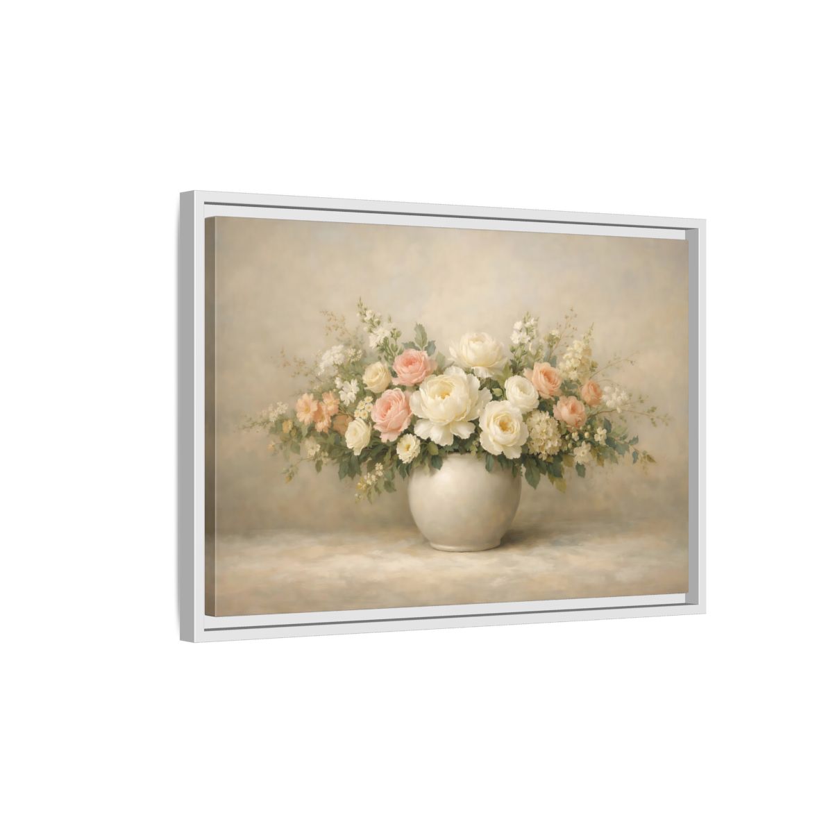 Side Mockup 1. Floral Floral Bouquet Pastel Floral shown as stretched canvas wall art