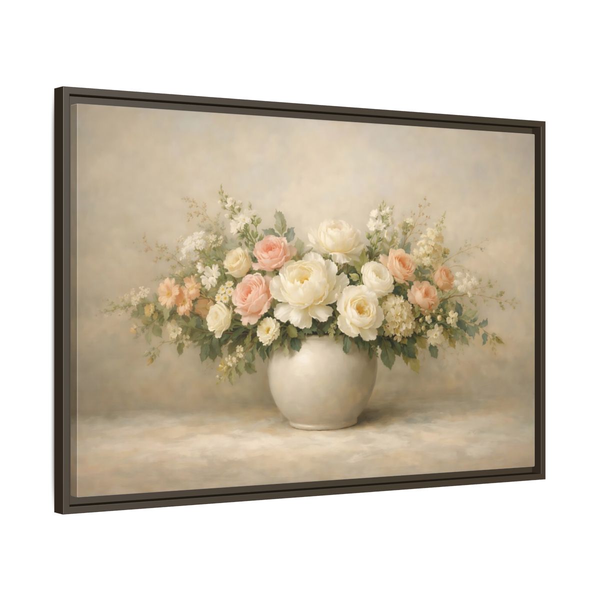 Side Mockup 9. Floral Floral Bouquet Pastel Floral shown as stretched canvas wall art