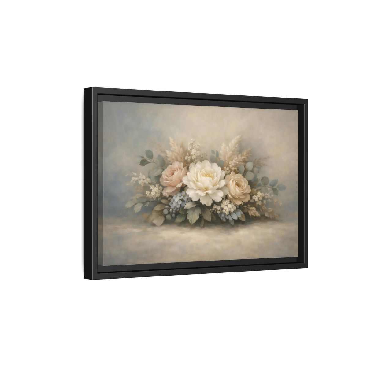 Side Mockup 6. Floral Floral Bouquet Pastel Floral shown as stretched canvas wall art