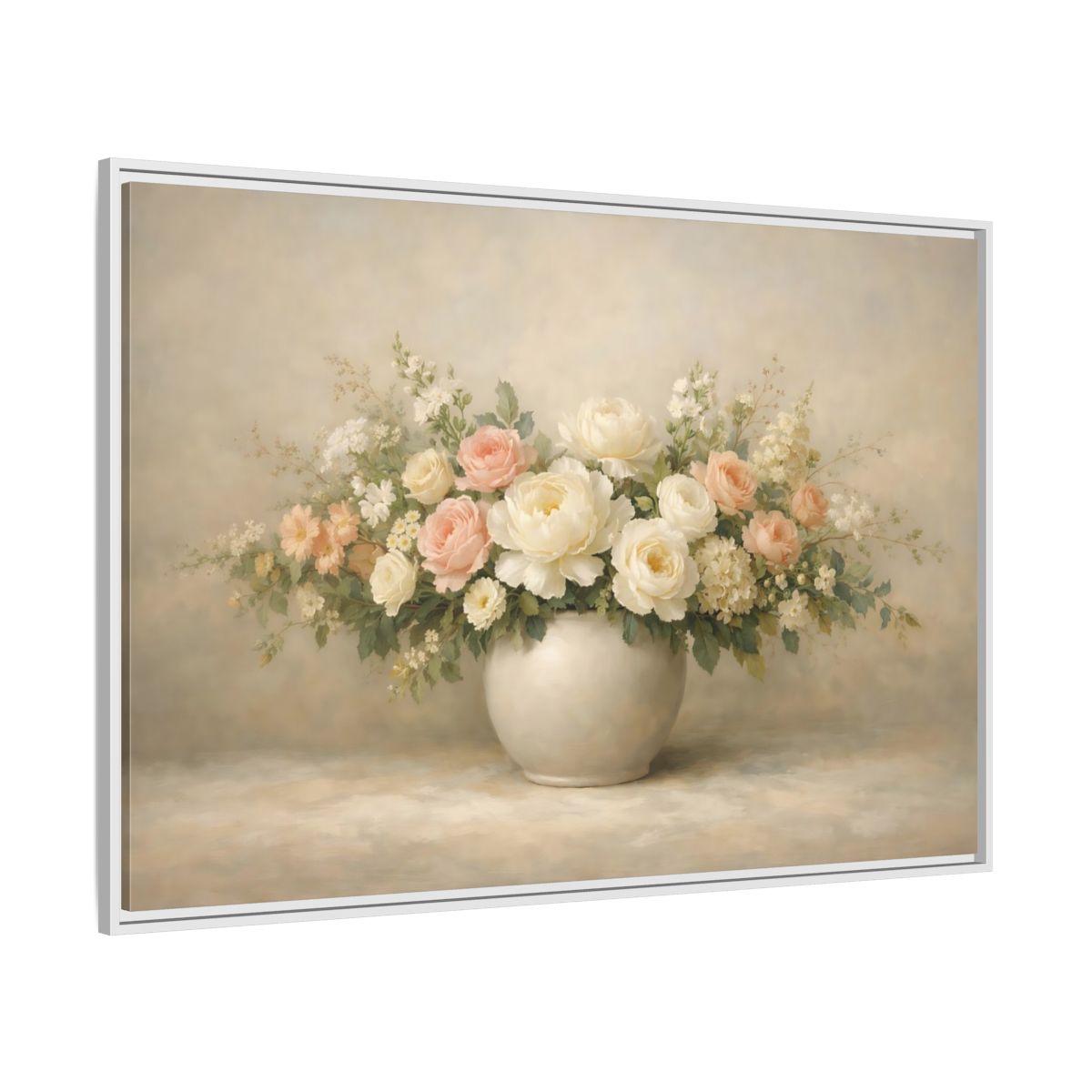 Side Mockup 7. Floral Floral Bouquet Pastel Floral shown as stretched canvas wall art