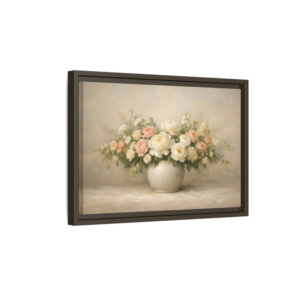 Side Mockup 5. Floral Floral Bouquet Pastel Floral shown as stretched canvas wall art