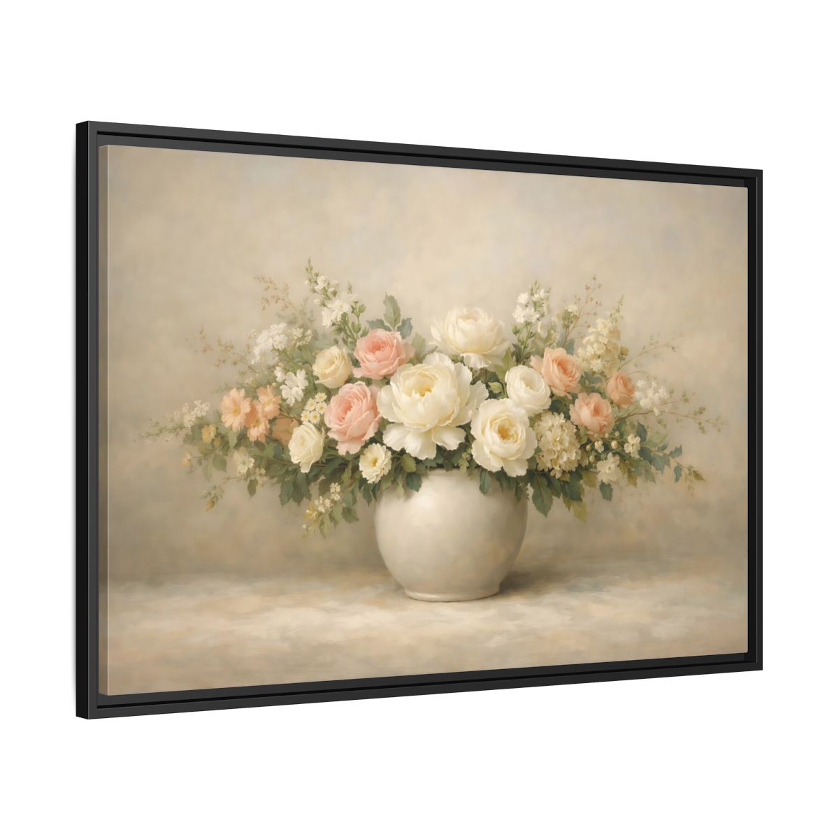 Side Mockup 13. Floral Floral Bouquet Pastel Floral shown as stretched canvas wall art