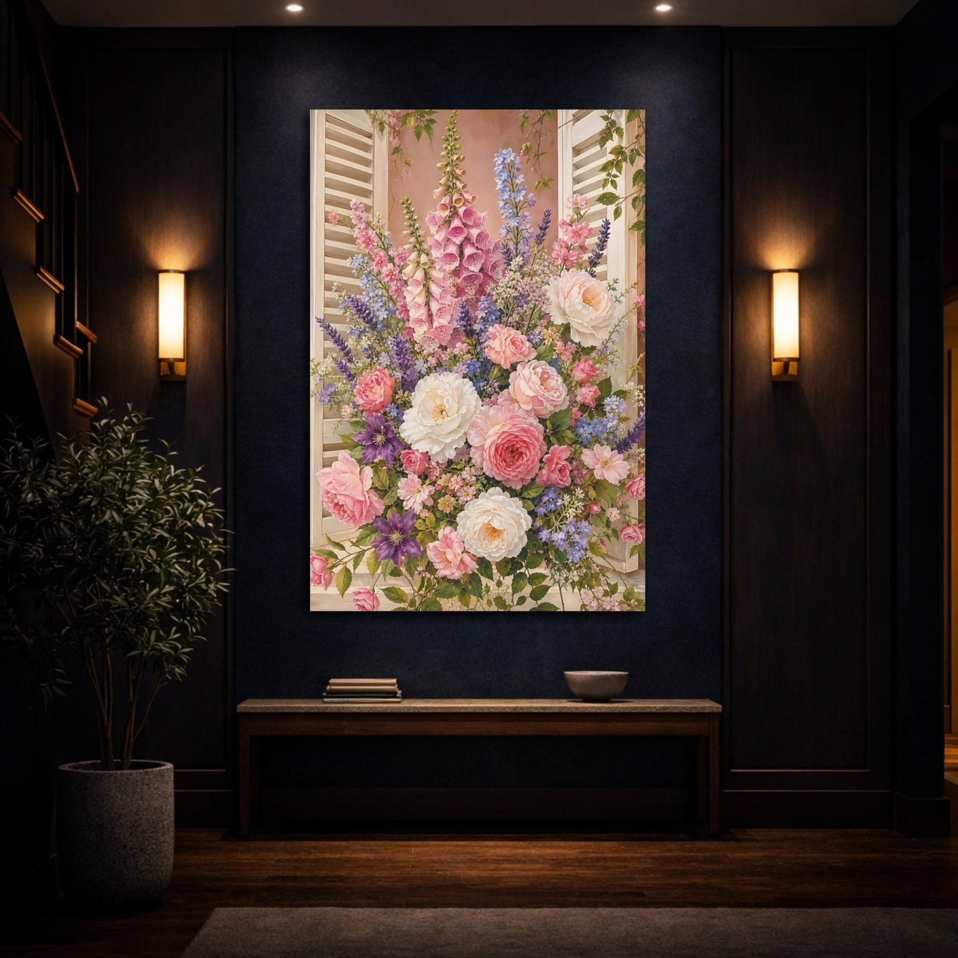 Floral Bouquet Pink Canvas Print – Living Room, Above Couch - YesArtYes