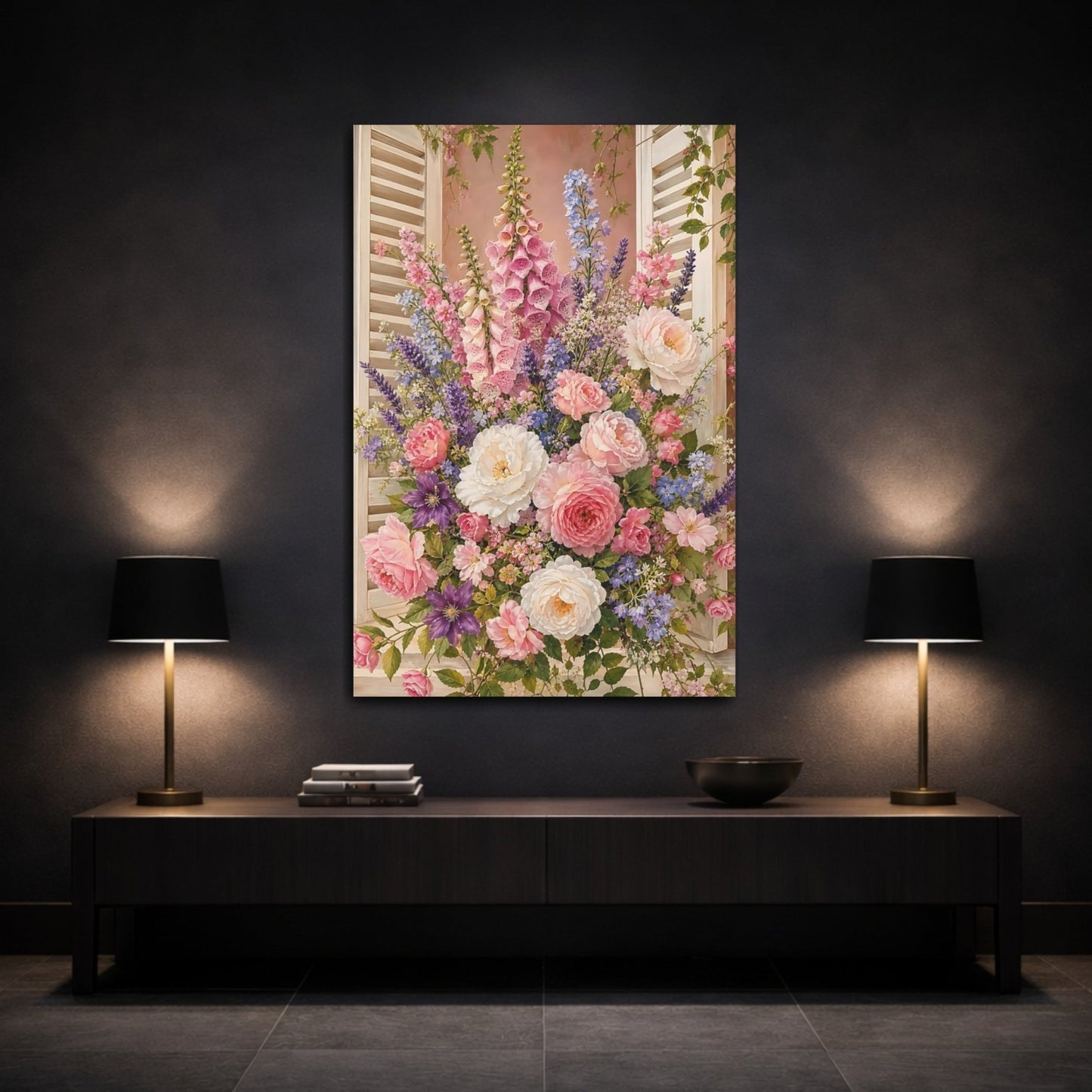 Floral Bouquet Pink Canvas Print – Living Room, Above Couch - YesArtYes