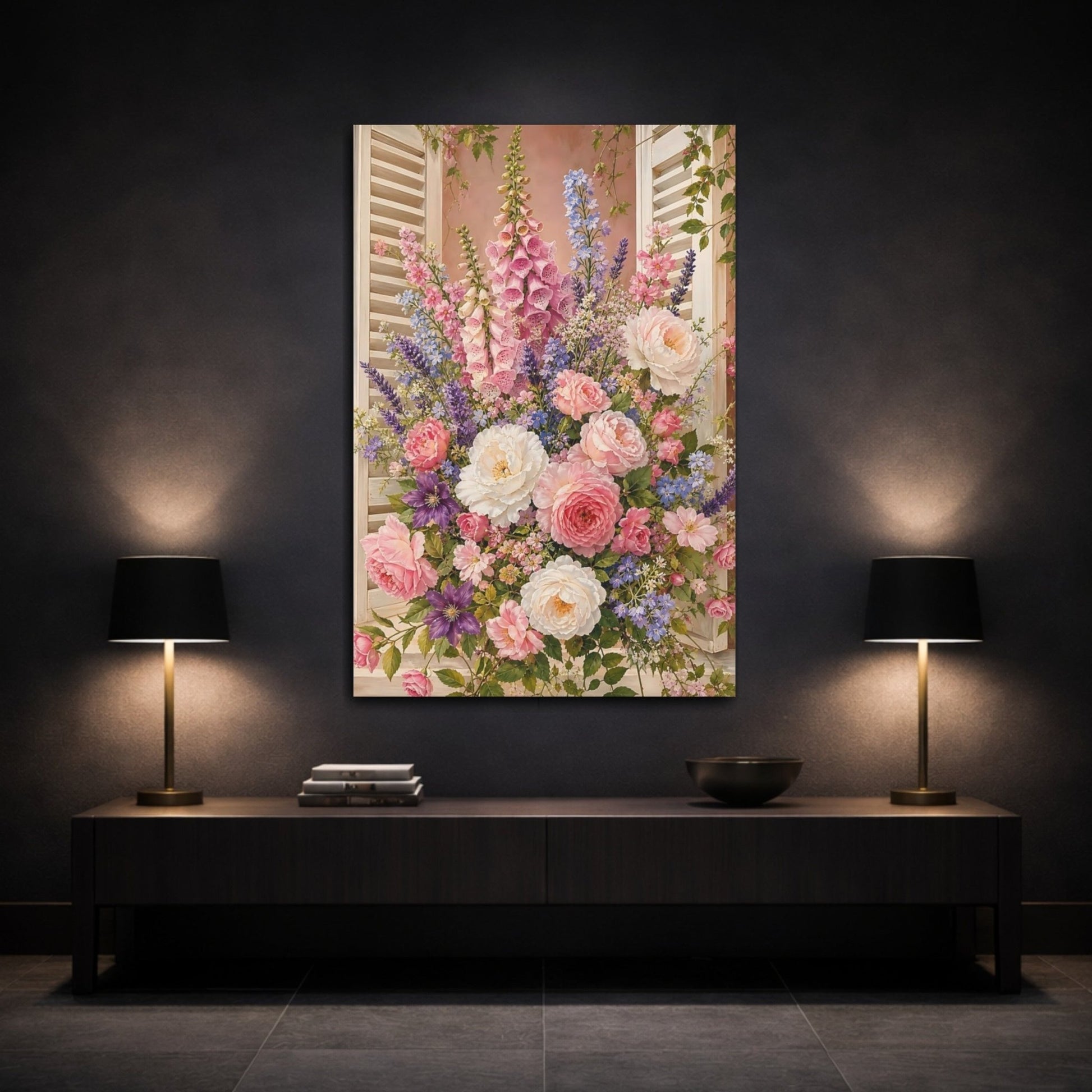 Floral Bouquet Pink Canvas Print – Living Room, Above Couch - YesArtYes