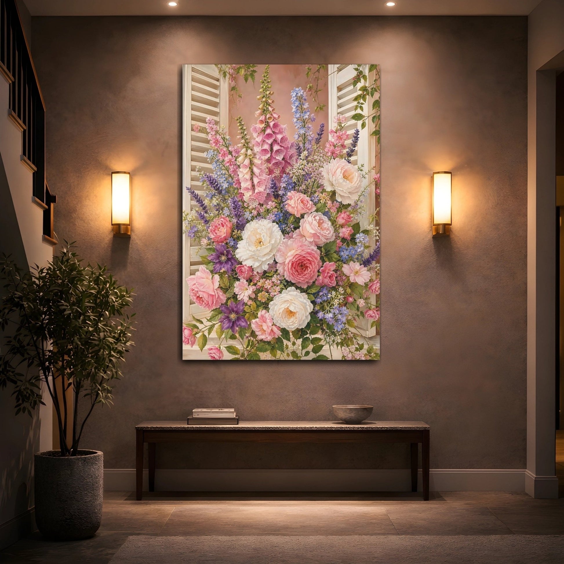 Floral Bouquet Pink Canvas Print – Living Room, Above Couch - YesArtYes