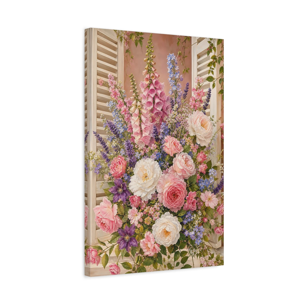 Side Mockup 3. Floral Floral Bouquet Pink Floral Bouquet shown as canvas print