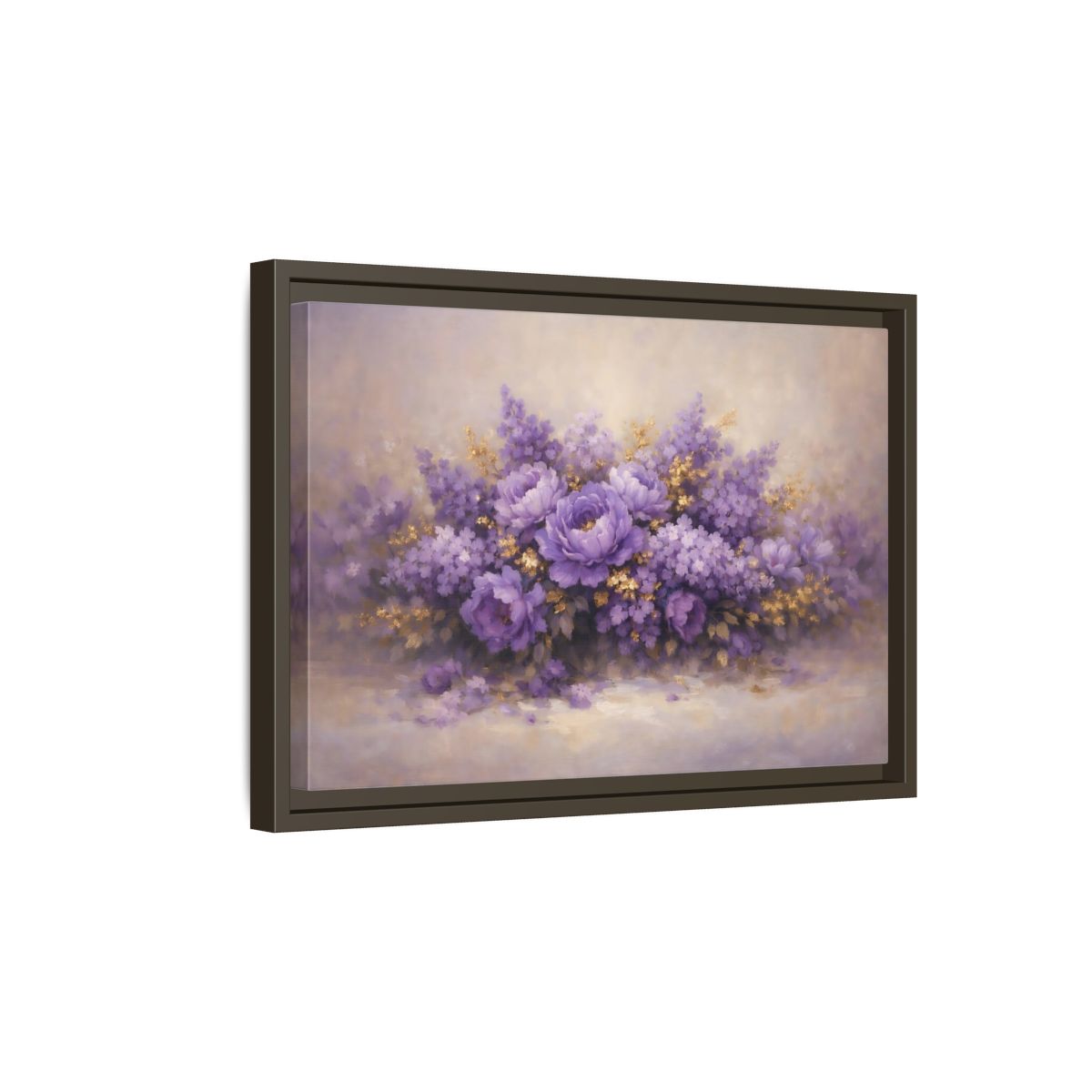Side Mockup 5. Floral Floral Bouquet Purple Floral shown as stretched canvas wall art