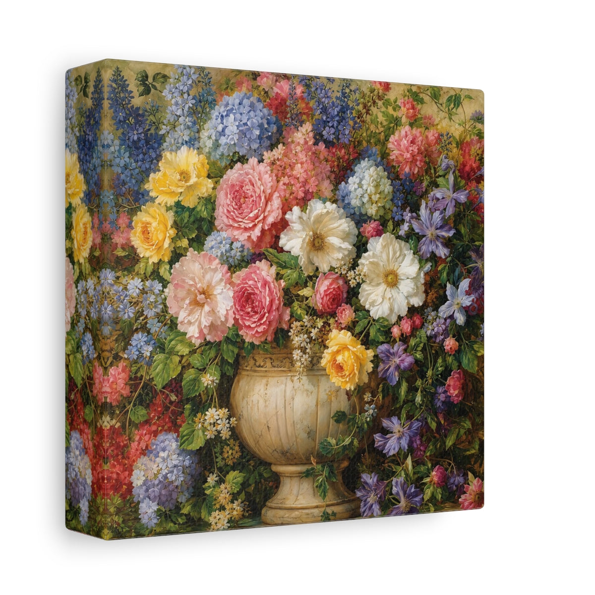 Side Mockup 2. Floral Floral Bouquet Vibrant Floral Art shown as stretched canvas wall art