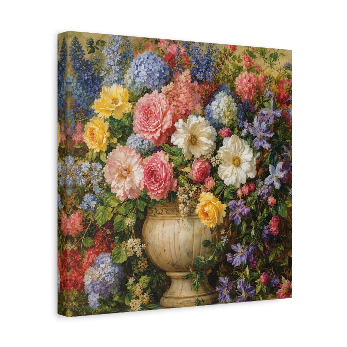 Side Mockup 7. Floral Floral Bouquet Vibrant Floral Art shown as stretched canvas wall art