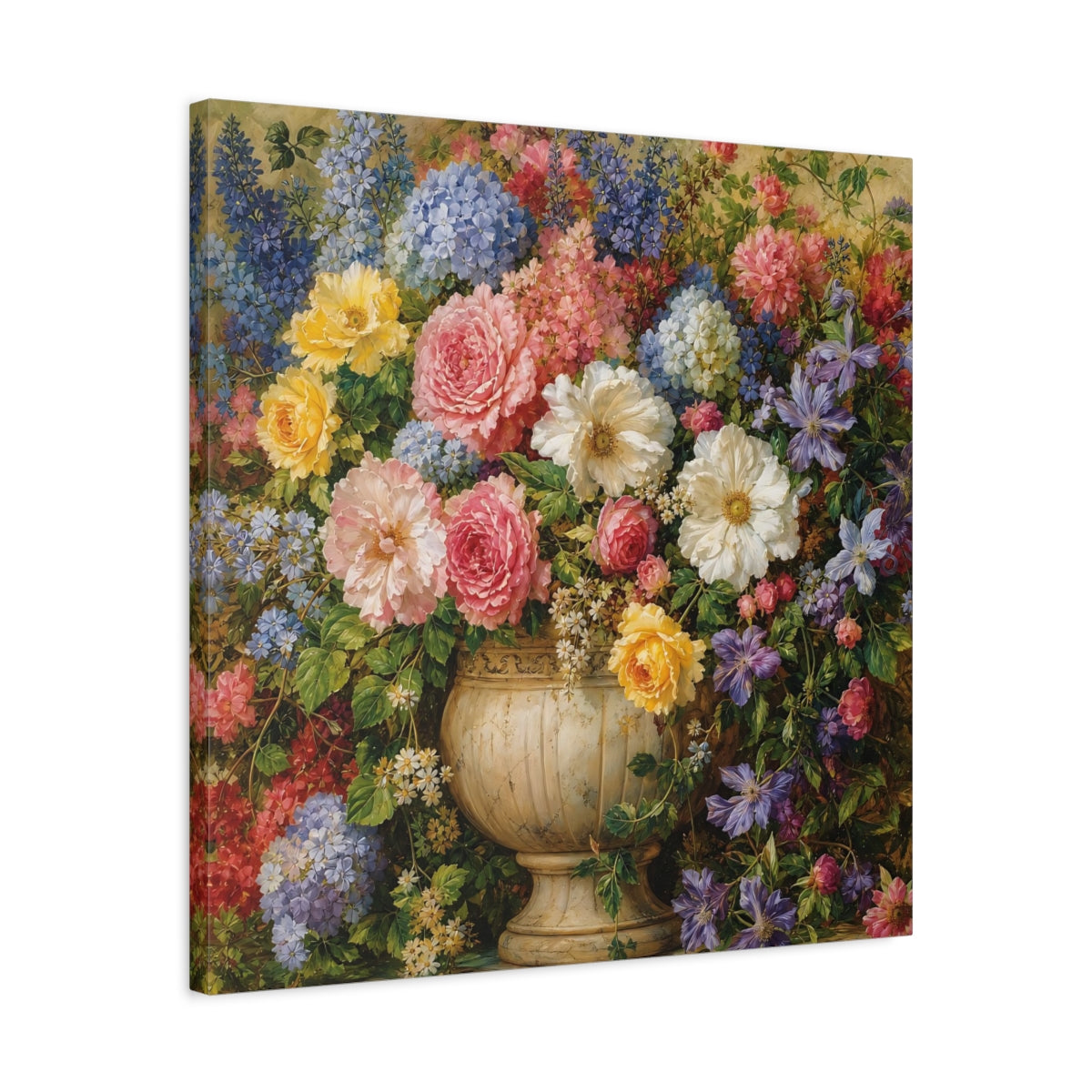 Side Mockup 4. Floral Floral Bouquet Vibrant Floral Art shown as stretched canvas wall art