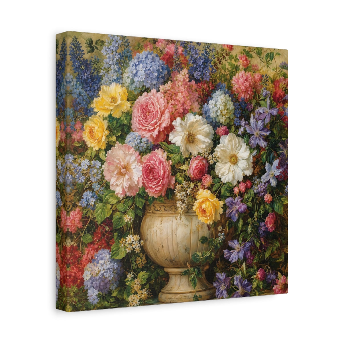 Side Mockup 8. Floral Floral Bouquet Vibrant Floral Art shown as stretched canvas wall art