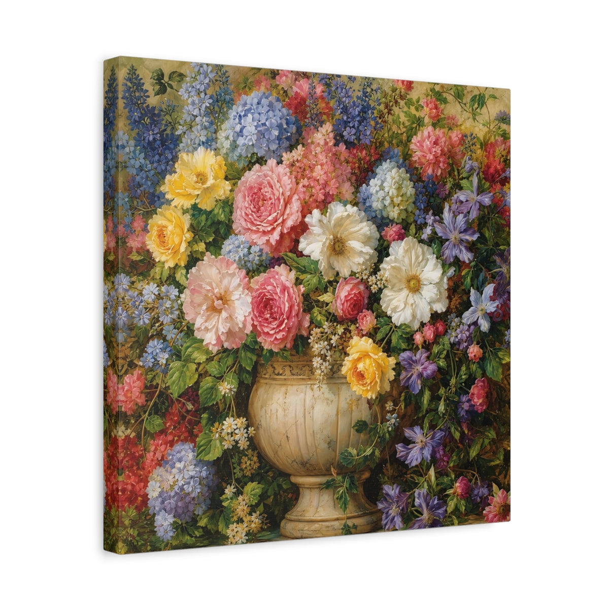 Side Mockup 6. Floral Floral Bouquet Vibrant Floral Art shown as stretched canvas wall art