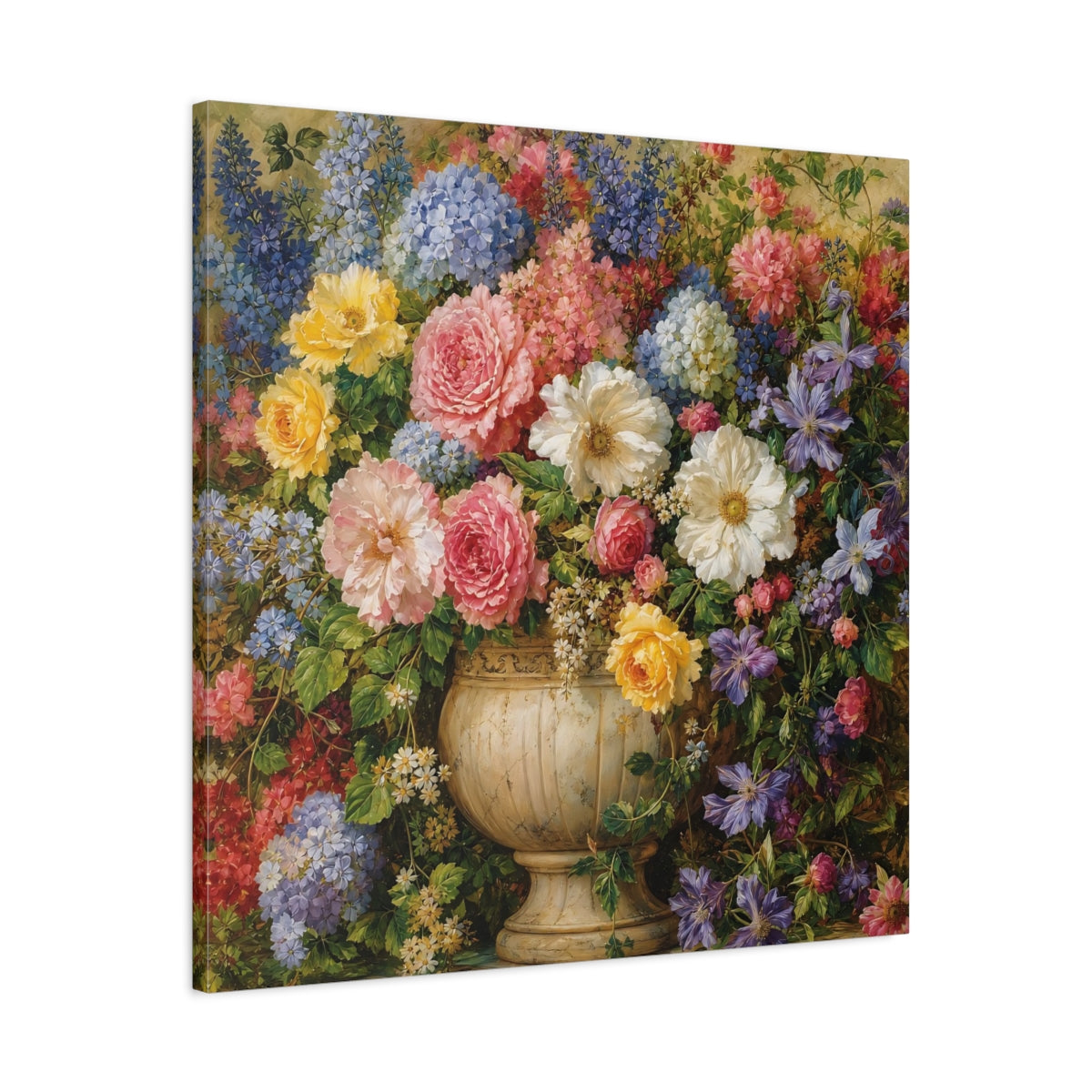 Side Mockup 3. Floral Floral Bouquet Vibrant Floral Art shown as stretched canvas wall art
