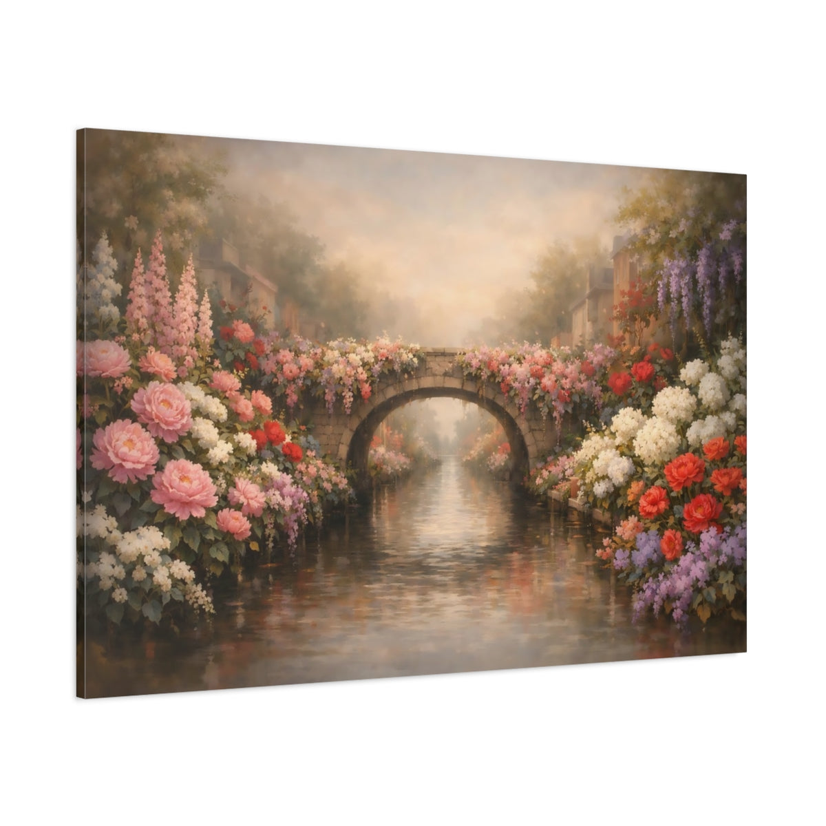 Floral Canal Street shown as stretched canvas wall art
