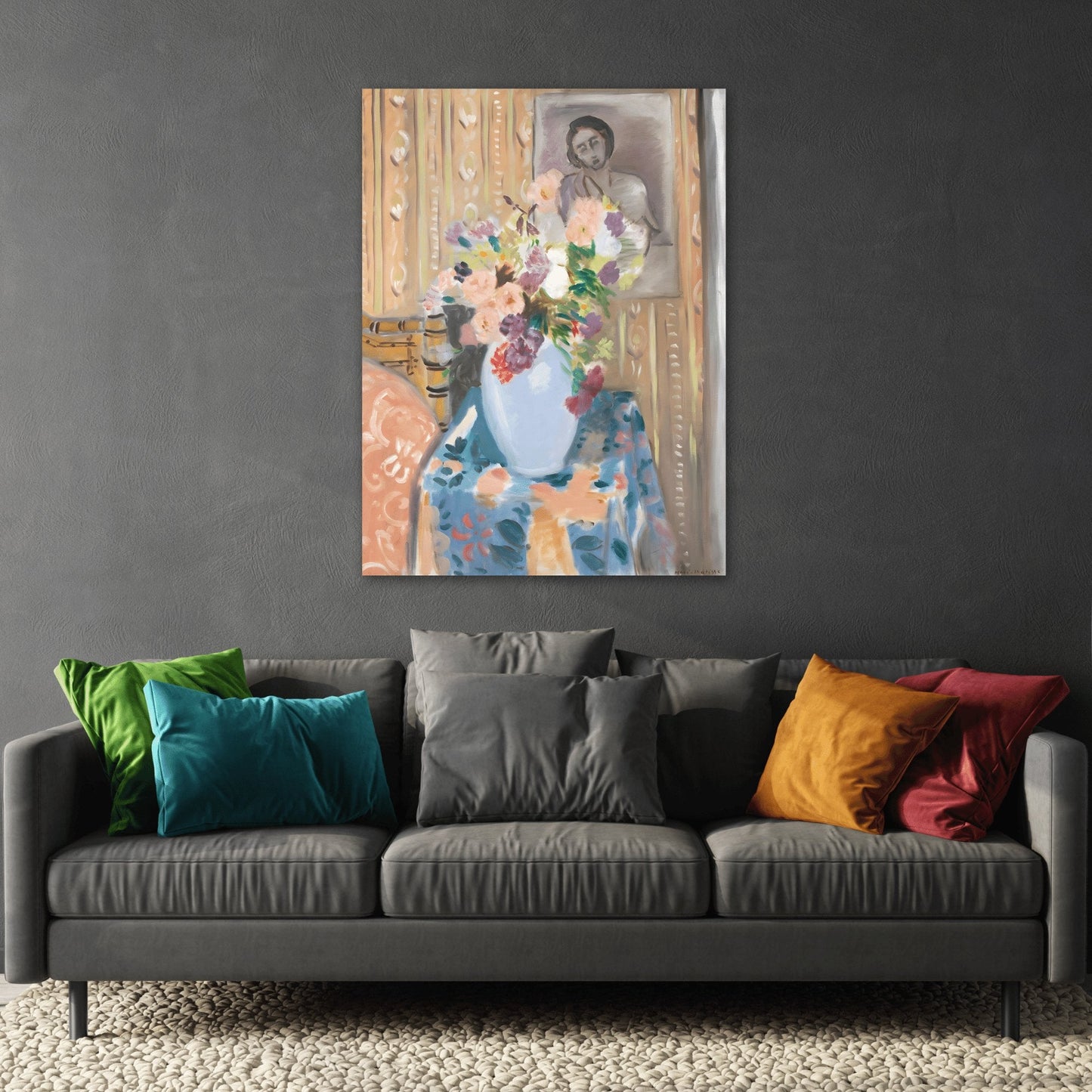 Floral Canvas Wall Art Print - Flowers Framed Matisse Artwork - YesArtYes
