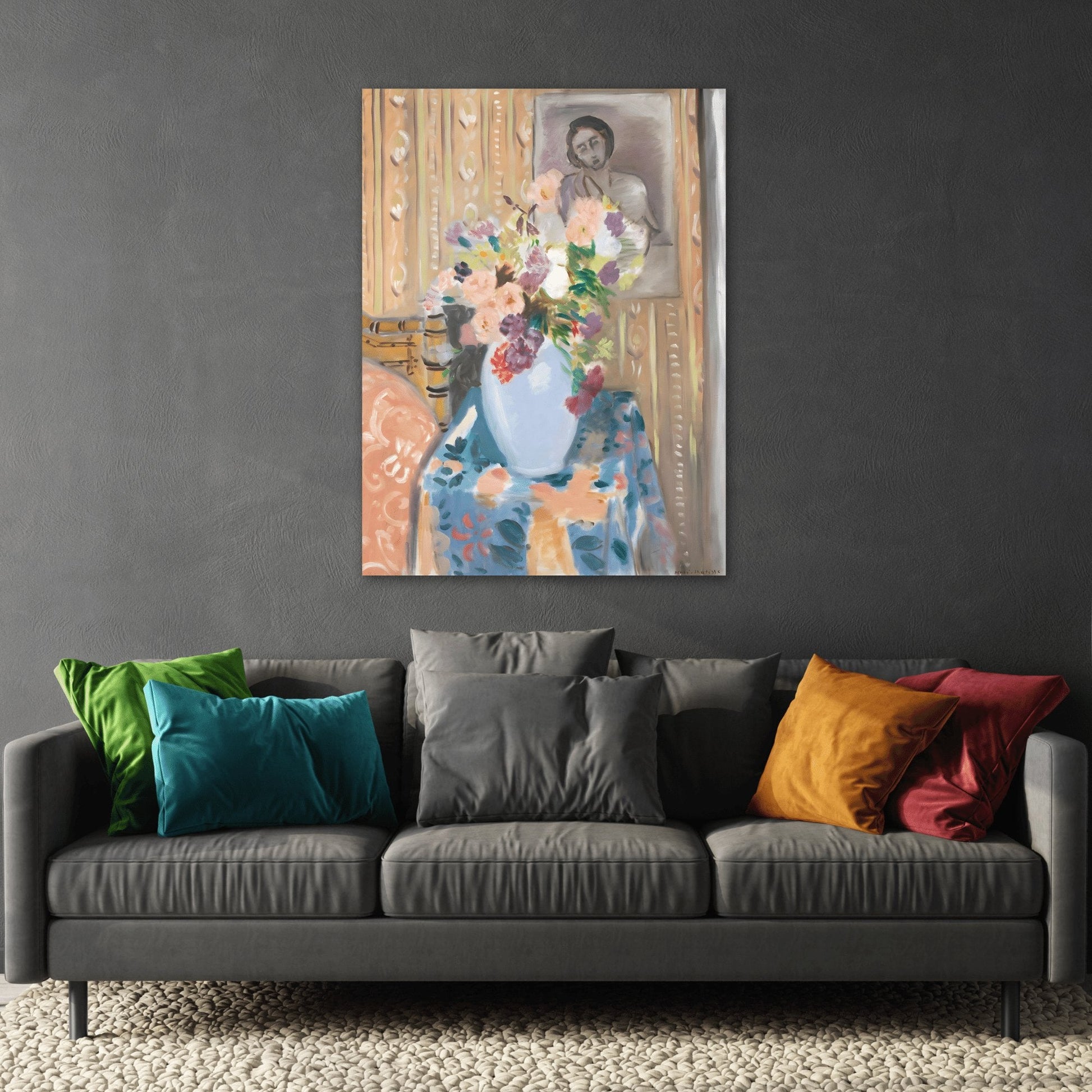 Floral Canvas Wall Art Print - Flowers Framed Matisse Artwork - YesArtYes