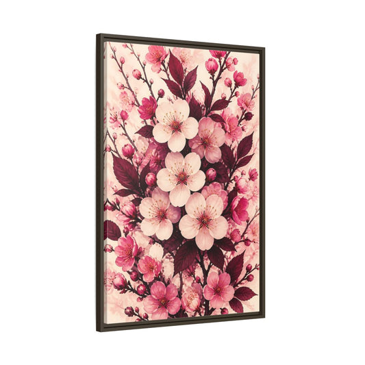 Main Mockup. Floral Cherry Blossom Pink Blossoms shown as framed canvas print