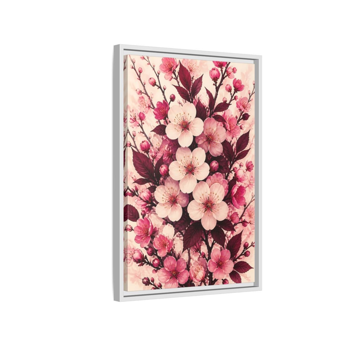 Floral Cherry Blossom Pink Framed Canvas Print Wall Art – Bedroom Decor - YesArtYes
