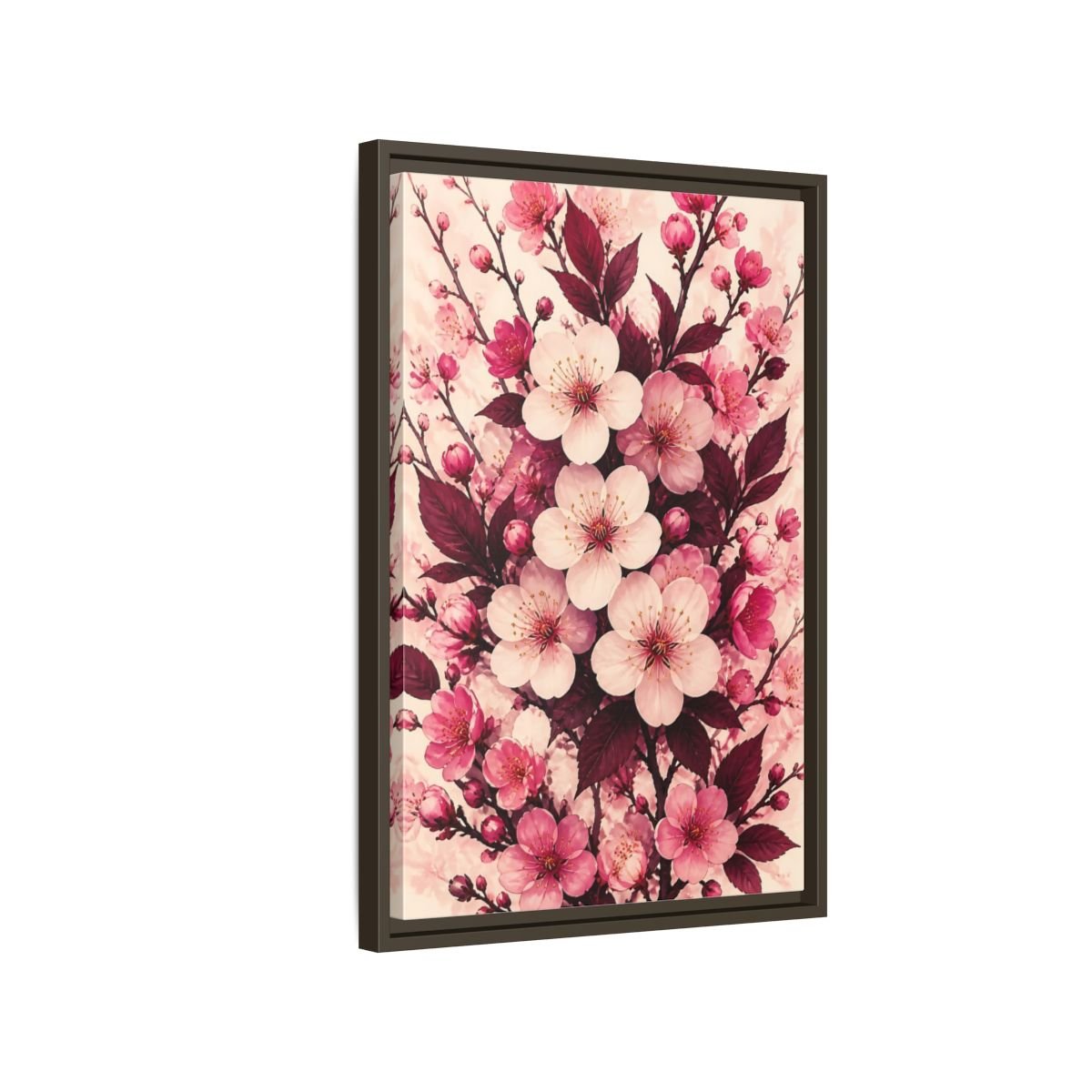 Floral Cherry Blossom Pink Framed Canvas Print Wall Art – Bedroom Decor - YesArtYes