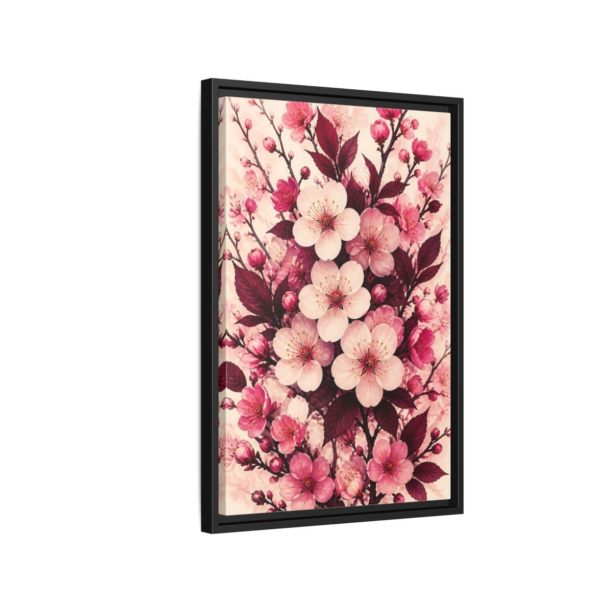 Floral Cherry Blossom Pink Framed Canvas Print Wall Art – Bedroom Decor - YesArtYes