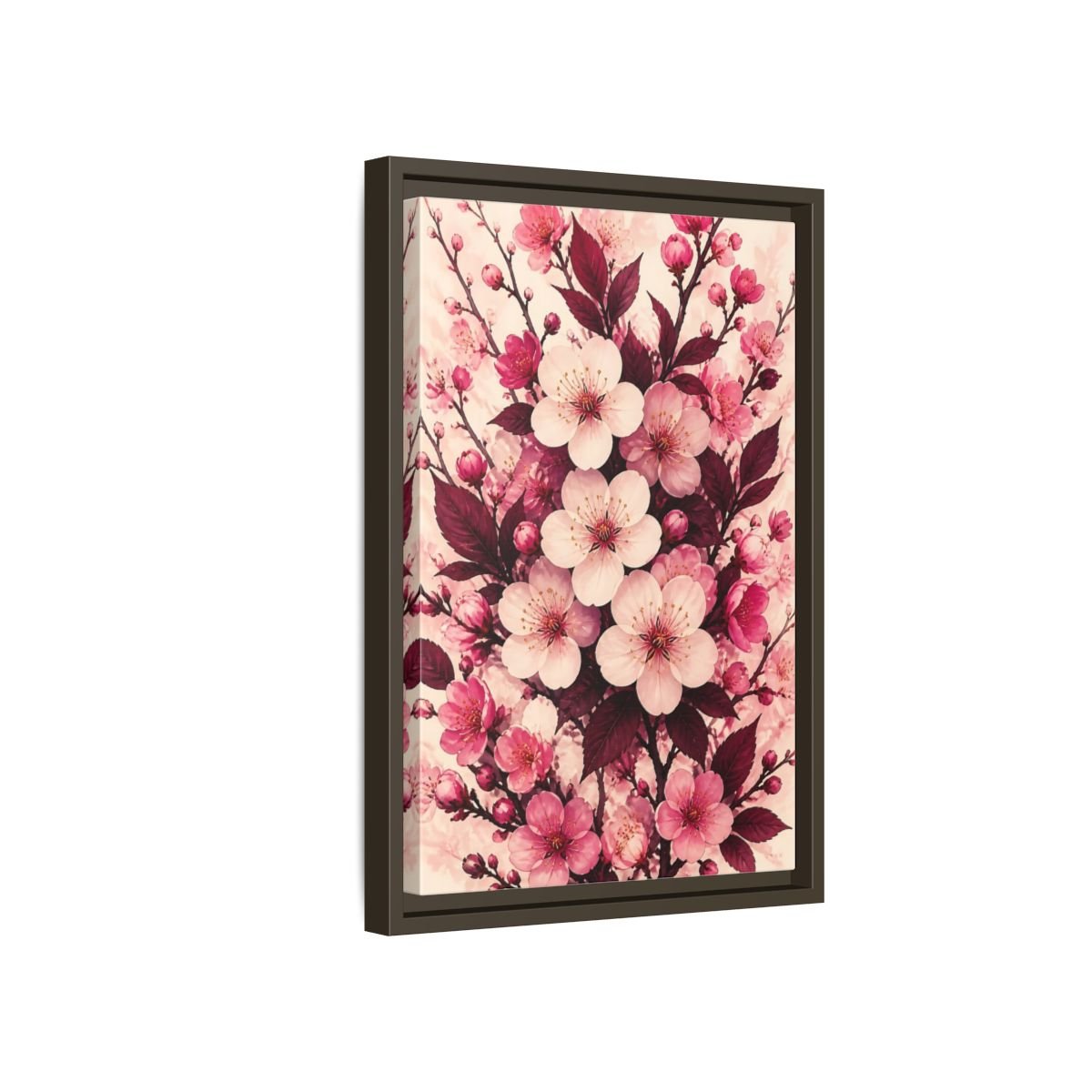 Floral Cherry Blossom Pink Framed Canvas Print Wall Art – Bedroom Decor - YesArtYes