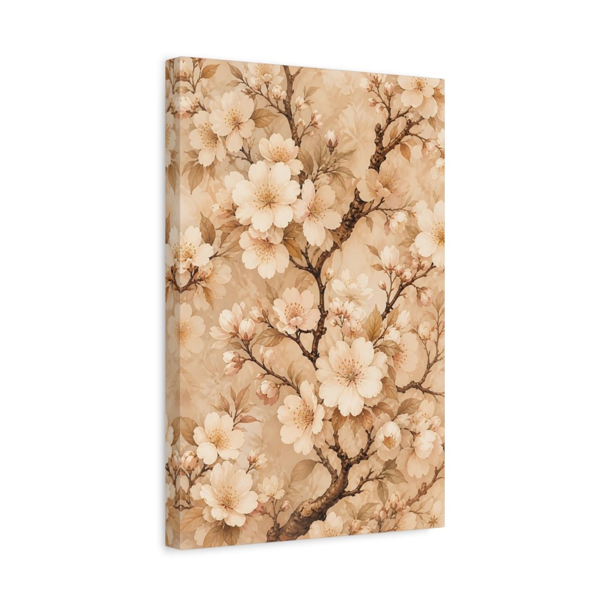Floral Cherry Blossoms Cream Canvas Print – Living Room, Above Sofa - YesArtYes