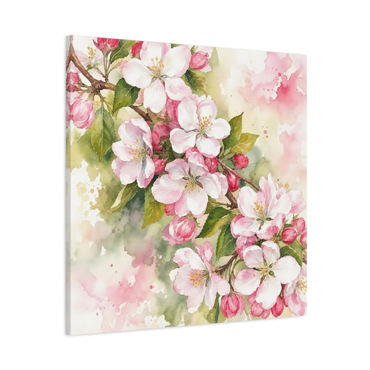 Main Mockup. Floral Cherry Blossoms Pink Blossom shown as stretched canvas wall art